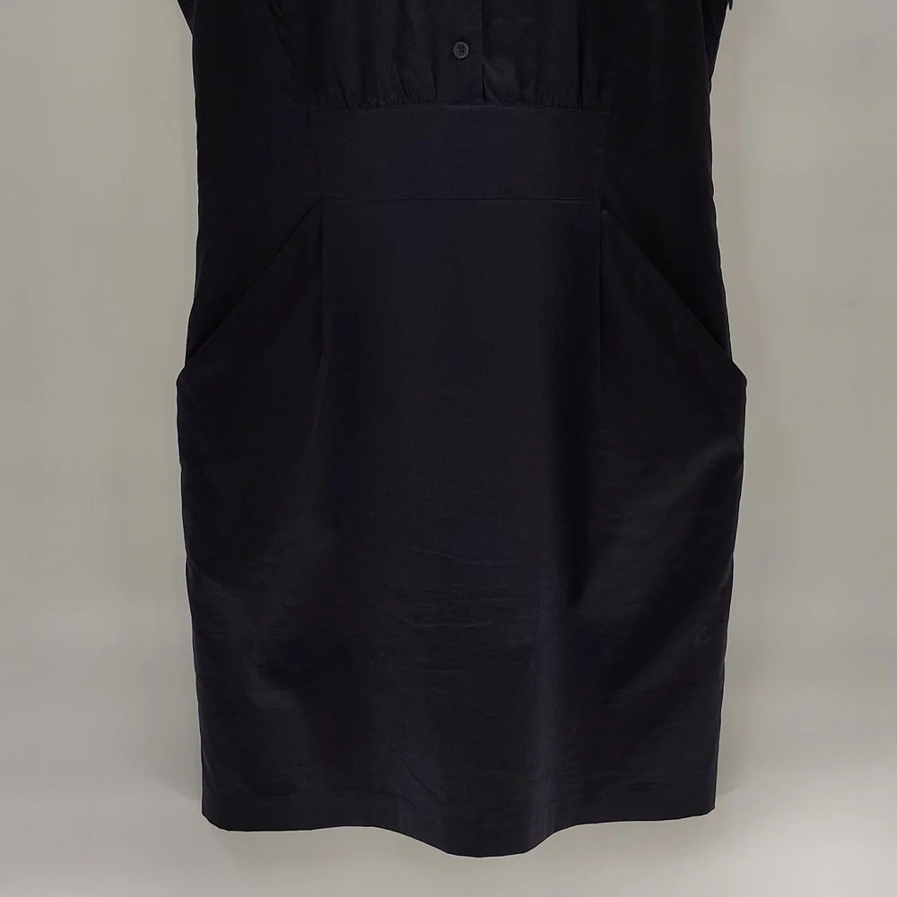 Ann Taylor Black Dress Size 12 Front Button Detail Sleeveless With Pockets